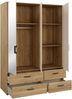 Forte MOKKARO Kleiderschrank 140 150, moderner Drehtürenschrank, 3-türig, 4 Schubladen, Spiegel, Mauvella Eiche Holzdekor|Kaschmir Beige, 144,4 cm breit x 200,1 cm hoch x 52,7 cm tief Bild 5