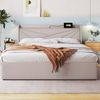 Merax Hydraulisches Polsterbett 180x200 Stauraumbett Doppelbett aus Leinen mit USB Typ C Ladefunktion & Lattenrost Beige Bild 5