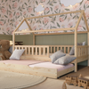 Crazy Pine 'Crazy Blanco' Hausbett mit Rausfallschutz, Skandinavisches Design, Naturholz, Natur, 140x200 cm, mit Ausziehbett Bild 1
