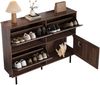 Schuhschrank, Schmaler Schuhschrank mit 3 Klappen und Ablage für Tierspielzeug, MDF, Weiß Bild 3