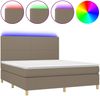 vidaXL Boxspringbett mit Matratze & LED Taupe 160x200 cm Stoff 3135289 Bild 2