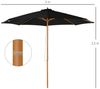Outsunny Sonnenschirm Balkonschirm, Bambus, Schwarz, LxB: 300x300 cm, Gartenschirm, Holzschirm, ohne Schirmständer, langlebiges Material Bild 2