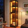 40 x 35 x 170 cm Einzeltür LED Vitrine, Gehärtetes Glas Sammlungsvitrine, App-gesteuertes LED-Licht, Vier Etagen Stauraum, Push-to-Open Tür, Stylisches Schwarz Bild 2