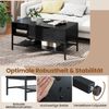 Couchtisch mit höhenverstellbare Tischplatte Wohnzimmertisch mit verstecktem Fach Holz Sofatisch mit Ablagefach Schwarz Bild 4