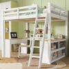 Kinder Hochbett 140x200 mit U-Tisch & Schubladen - Großes Spielbett mit Schreibtisch, Regal, Leiter, Weiß & Natur Bild 5