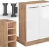 Kücheninsel Fame-Line Weiß Hochglanz/Goldkraft Eiche 90 cm ohne Arbeitsplatte Vicco Bild 5