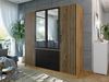 Mirjan24 'Bado Lux 4D' Kleiderschrank mit Schubladen und Spiegel, Laminatplatte Eiche Wotan / Schwarz, 200 x 58 x 196 cm Bild 2