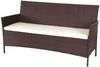 3-2-1-1 Poly-Rattan Garten-Garnitur Halden, Lounge-Set Sitzgruppe Sofa ~ braun-meliert, Kissen creme Bild 4