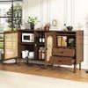 Sideboard 130 cm mit Rattantüren im Landhausstil, Holzfarbe, verstellbare Einlegeböden, großer Stauraum, magnetische Türen Bild 2
