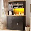 STILVORA Hochschrank Küchenschrank mit arbeitsplatte Küchenbuffet mit LED-Licht schwarz (Hochschrank – LED-Beleuchtung, 1-St, 104*40*180cm) Bild 2