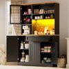 STILVORA Hochschrank Küchenschrank mit arbeitsplatte Küchenbuffet mit LED-Licht schwarz (Hochschrank – LED-Beleuchtung, 1-St, 104*40*180cm) Bild 5