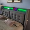 Doppelbett 140x200 cm mit LED, USB-C, hydraulischem Stauraum in Grau(Mit Matratze) Bild 5