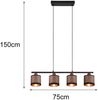 LED Balkenpendelleuchte 4-flammig mit Stoffschirmen in Taupe/Gold, B: 75cm Bild 5