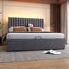 Polsterbett 160x200 cm mit LED Kopfteil,USB & Typ-C Ladefunktion,Stauraum & Gasdruckfeder,Grau,inklusive Matratze Bild 4