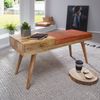 Wohnling Polster-Sitzbank mit Stauraum SALIM, Ziegenleder / Massivholz, 100 x 52 x 38 cm Bild 3