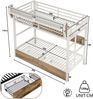 Merax Etagenbett, Metallbett 90x200cm mit Schubladen LED-Beleuchtung Aufbewahrungskorb, Weiß Bild 4