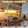 Merax Etagenbett, Metallbett 90x200cm mit Schubladen LED-Beleuchtung Aufbewahrungskorb, Weiß Bild 5