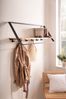 FINEBUY Wandgarderobe Akazie Massivholz 100cm Garderobe Industrial Design (Stilvolle Kombination aus Holz und Metall), Praktische Ablage mit Haken Bild 2