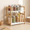 SONGMICS Gewürzregal mit 2 Ebenen, Küchenregal, für Arbeitsplatte, Küche, beige-weiß Bild 2