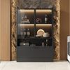 BlingBin Vitrine LED Standvitrine Vitrinenschrank, Hochschrank, Wohnzimmerschrank (Bücherschrank mit 16-farbige LED-Beleuchtung, 2 Glastüren, 1 Klapptür und 1 Offene Fächer, 1-St, 80*35*120 cm, Produkttragfähigkeit: Regal 20kg, Boden 80kg) Spanplatte D... Bild 3