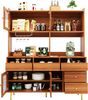 Restaurant-Hochschrank (145 x 39 x 171 cm), modernes und schlichtes Design, mit Changhong-Glastür, Weinglasregal, mehrschichtigem Stauraum, Holzstruktur und Golddekoration, geeignet für Restaurants Bild 5