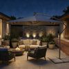 SONGMICS Ampelschirm 350 cm, mit Beleuchtung, UV-Schutz UPF 50+, Sonnenschirm mit Ständer, für Garten Terrasse, Kurbel, grau Bild 3