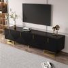MODFU Lowboard mit Regalfächern, Goldbeine (TV-Möbel, Fernsehschrank, 1 St, 4 Türen), mit Licht- und Schatteneffekt Bild 3