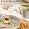 SÄNGER Pastaschalen Set Rio Perlgrau - 6 teilig aus Steingut Bild 2
