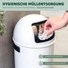 eluno Pushmülleimer 35 Liter aus Stahlblech, abnehmbarer Deckel, weiß Bild 3