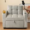 Schlafsofa 83x167x76 cm Antique Grey White, 3-in-1 ausziehbar mit Getränkehaltern & Handyhalter Bild 2