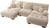 Modulares Sofa aus Chenille 313x145x81 cm mit runden Armlehnen und 2 Ottomanen, beige Bild 5