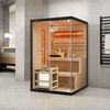 Artsauna Saunakabine Vantaa 120 mit Salzstein - Indoor Sauna 2 Personen - 3,5kW Ofen, Glasfront, LED Licht, Thermometer & Sanduhr - Komplett Set Bild 2