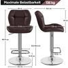 Yaheetech Barhocker 360° Drehbare Hocker mit Fußstütze (6 St), 1/2/4/6er-Set Barstühle Küchenstühle Bistrohocker höhenverstellbar Bild 3