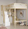 Hochbett mit Schreibtisch Naturholz, 90x200 cm, ohne Matratze, mit Stauraumleiter Bild 2