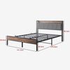 Flieks Doppelbett 140 x 200cm, Metallbett mit LED-Lichtern, USB-Ladestation & gepolsterter Kopfteil, Braun Bild 4