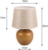 LED Tischleuchte Keramik in Holzoptik mit Stoffschirm Beige, Höhe 26cm Bild 4