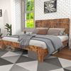 Bett 140x200 cm, MDF & Metall mit hohem Kopfteil und robustem Eisenlattenrost, elegantes Design in Braun Bild 5