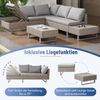 Merax Rattan Gartenmöbel Set für 4-5 Personen, Balkonmöbel Terassenmöbel Set mit Gartentisch, Gartenlounge Set 3 Teilig, Verstellbar Sofa, Khaki Bild 5