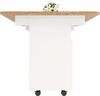 Kücheninsel 120x30x79,5 cm (ausgeklappt 120x70x79,5 cm) – klappbare Seitentische, Rollen, MDF/Glas，weiß und Natürlich Bild 5