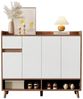 BlingBin Schuhschrank Schuhregal Schuhkipper Schuhkommode Sideboard (für 16 bis 20 Paar Schuhe, 1-St, mit 4 Türen, 1 Schubladen und verstellbaren Regal) für Esszimmer, Wohnzimmer, Küche, Weiß+Natur, 120×35×99 cm Bild 4