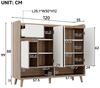 BlingBin Schuhschrank Schuhregal Schuhkipper Schuhkommode Sideboard (für 16 bis 20 Paar Schuhe, 1-St, mit 4 Türen, 1 Schubladen und verstellbaren Regal) für Esszimmer, Wohnzimmer, Küche, Weiß+Natur, 120×35×99 cm Bild 2
