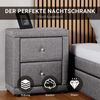 Nachtschrank Nachttisch 2 Schubladen Nachtkommode Beistelltisch Stoff Grau Schlafzimmer Nachtkonsole Nachtkästchen Bild 5