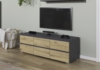 rauch Joel-Extra, TV-Element, Lowboard, 6 Schubladen, Farbe Grau metallic/Eiche Artisan, BxHxT 120x42x42cm