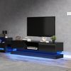TV-Schrank 160 cm Schwarz Hochglanz LED App-Steuerung Schubladen Sideboard Medienmöbel Modern Wohnzimmer Bild 3