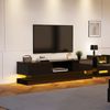 TV-Schrank 160 cm Schwarz Hochglanz LED App-Steuerung Schubladen Sideboard Medienmöbel Modern Wohnzimmer Bild 2
