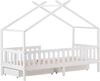 Hausbett Kinderbett 200x90 cm mit 2 Schubladen, Sicherheitszaun, Kiefernholz und MDF in Weiß Bild 4