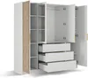 Vente-unique - LIRMADA Geschlossener und offener Kleiderschrank Holz, Platte BeigeWeiß - B 58 cm x H 200 cm x L 196 cm Bild 4