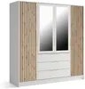 Vente-unique - LIRMADA Geschlossener und offener Kleiderschrank Holz, Platte BeigeWeiß - B 58 cm x H 200 cm x L 196 cm Bild 2