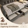 Flieks Daybett, Polsterbett Schlafsofa 90x200cm 2 Schubladen/ Leselicht/ Ladefunktion Bild 4