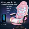 Gaming Stuhl Massage RGB LED Bürostuhl Ergonomisch mit Kopfstütze Lendenkissen Bild 4